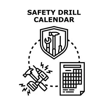 Safety drill calendar planning process Stock Illustration