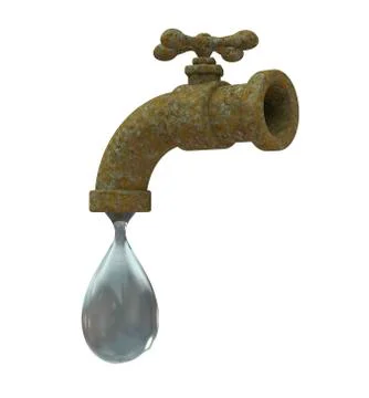 Safety of drinking water concept, 3D illustration showing tap with water Foto stock