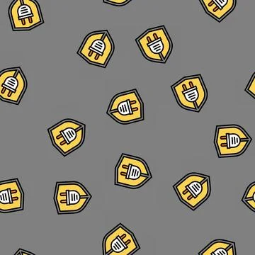 Safety electricity vector seamless pattern Illustrazione stock