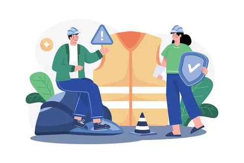 Safety Engineer Illustration concept. A flat illustration isolated on white b Illustrazione stock