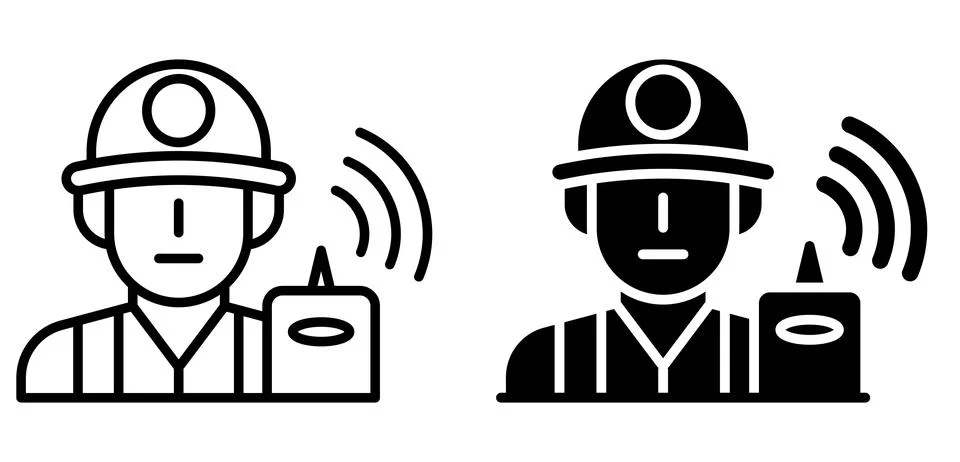 Safety Equipment Icon for Mining Worker with Communication Device Stock Illustration