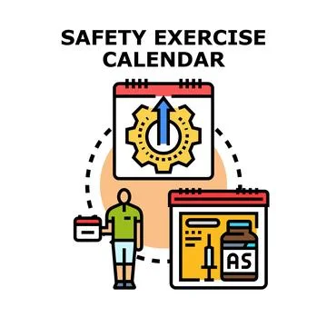 Safety exercise calendar planning doping control schedule Stock Illustration