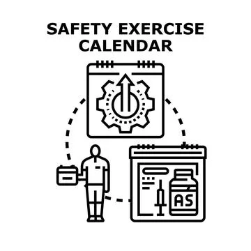 Safety exercise calendar planning doping control schedule Stock Illustration