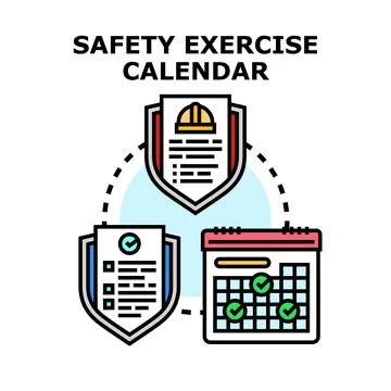 Safety exercise calendar planning for worker protection Stock Illustration
