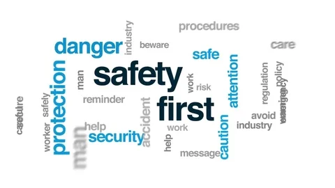 Safety first animated word cloud, text d... | Stock Video | Pond5