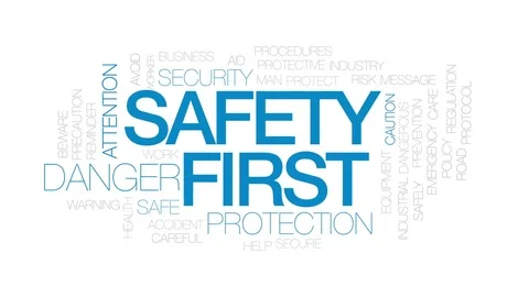 Safety first animated word cloud, text d... | Stock Video | Pond5