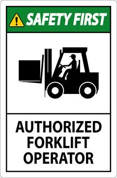 Safety First Authorized Forklift Operator Sign Illustrazione stock