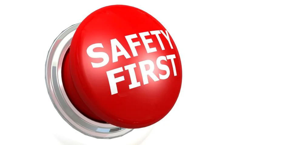Safety first button isolated with white background Stock-Illustration