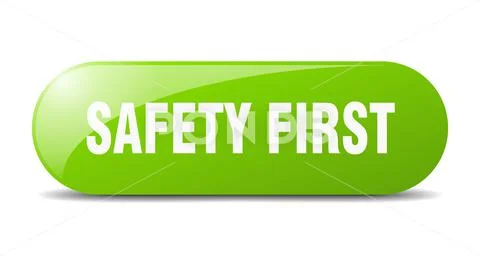 Safety first button. safety first sign. key. push button.: Royalty Free ...