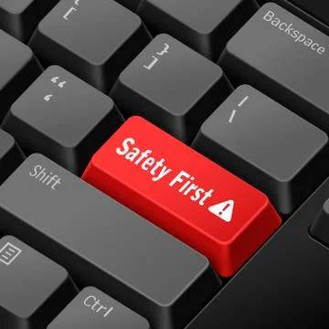 Safety first concept with 3d computer keyboard Stock Illustration