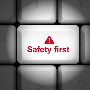 Safety first concept with computer keyboard Stock Illustration