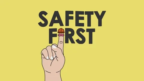 Safety first concept. Right hand with pointing finger and safety helmet Stock Footage 335679143