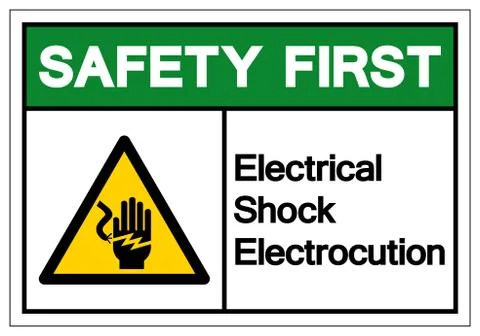 Safety First Electrical Shock Electrocution Symbol Sign, Vector Illustration, Stock Illustration