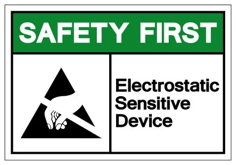 Safety First Electrostatic Sensitive Device Symbol Sign, Vector Illustration, Stock Illustration