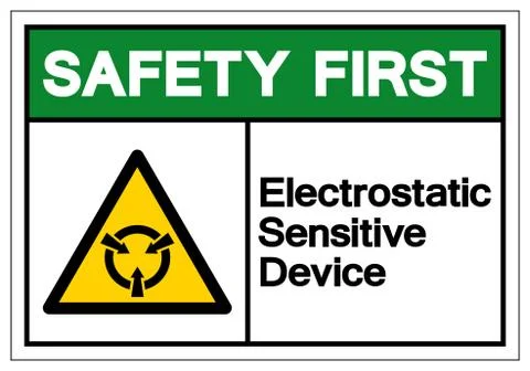 Safety First Electrostatic Sensitive Device (ESD) Symbol Sign, Vector Illustr Stock Illustration