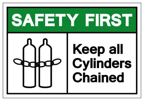 Safety First Keep all cylinders chained Symbol Sign, Vector Illustration, Iso Stock Illustration