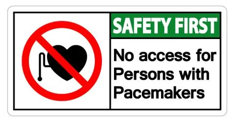 Safety first No Access For Persons With Pacemaker Symbol Sign Isolate On Whit Stock Illustration