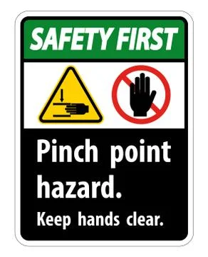 Safety First Pinch Point Hazard,Keep Hands Clear Symbol Sign Isolate on White Stock Illustration