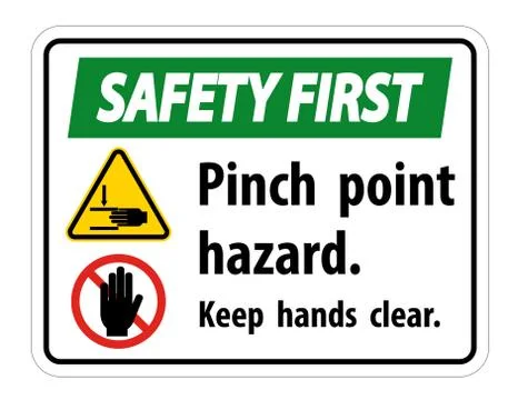 Safety First Pinch Point Hazard,Keep Hands Clear Symbol Sign Isolate on White Stock Illustration