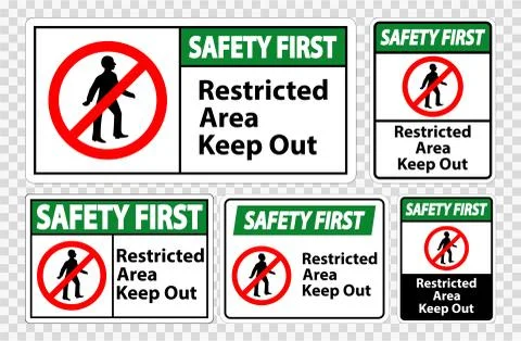 Safety First Restricted Area Keep Out Symbol Sign Isolate on transparent Back Stock Illustration
