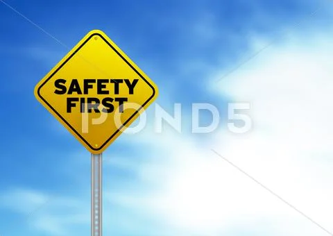 Safety first road sign Stock Illustration