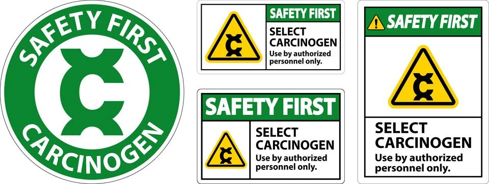 Safety First Select Carcinogen Label On White Background Stock Illustration