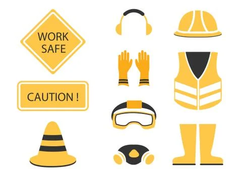 Safety first set caution symbol Stock Illustration