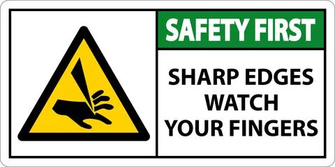 Safety First Sharp Edges Watch Your Fingers On White Background Illustrazione stock