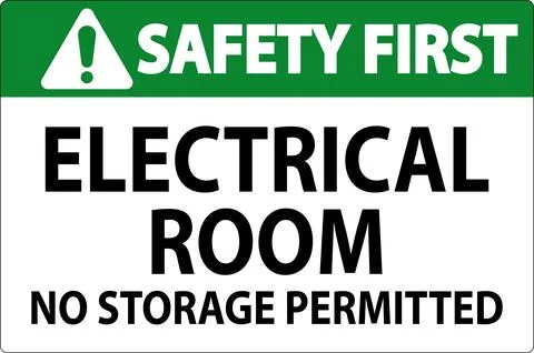 Safety First Sign Electrical Room, No Storage Permitted Ilustración de archivo