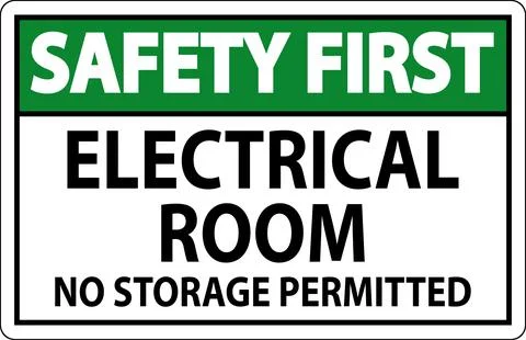 Safety First Sign Electrical Room, No Storage Permitted Ilustración de archivo