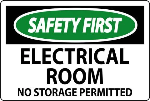 Safety First Sign Electrical Room, No Storage Permitted Ilustración de archivo