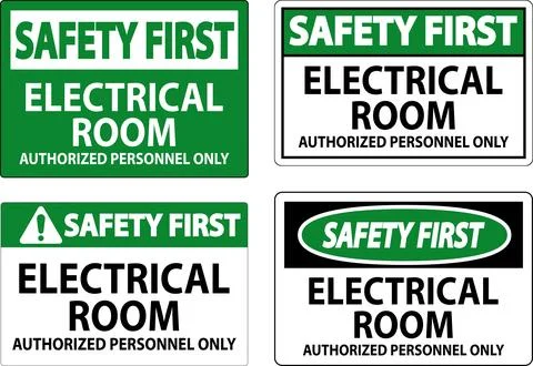 Safety First Sign Electrical Room - Authorized Personnel Only Ilustración de archivo