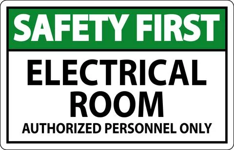 Safety First Sign Electrical Room - Authorized Personnel Only Ilustración de archivo