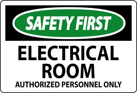 Safety First Sign Electrical Room - Authorized Personnel Only Ilustración de archivo
