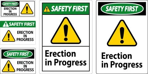 Safety First Sign Erection In Progress. Stock Illustration