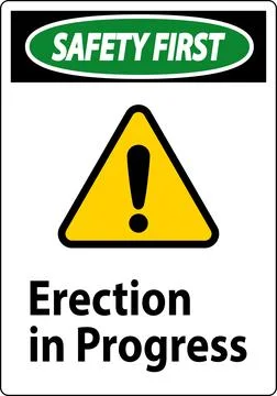 Safety First Sign Erection In Progress. Stock Illustration