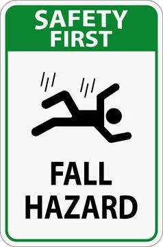 Safety First Sign, Fall Hazard Stock Illustration