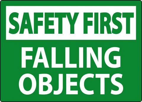 Safety First Sign, Falling Objects Stock Illustration