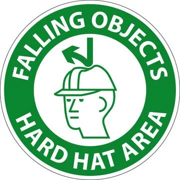 Safety First Sign, Falling Objects Hard Hat Area Stock Illustration