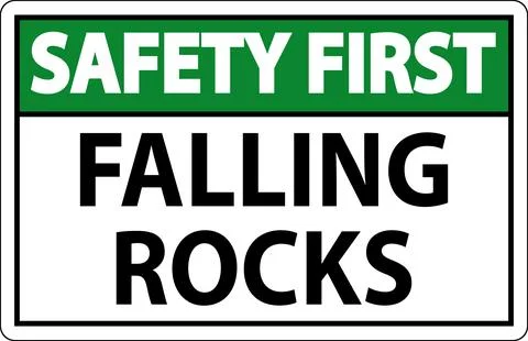Safety First Sign, Falling Rocks Illustrazione stock