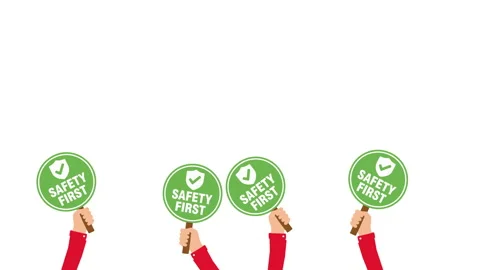 Safety First Sign Hands White Background Animation Video stock 339865355
