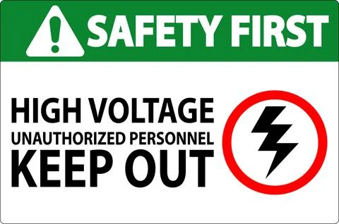 Safety First Sign High Voltage Unauthorized Personnel Keep Out Stock Illustration