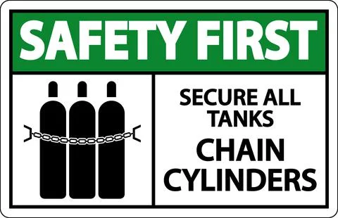 Safety First Sign Secure All Tanks, Chain Cylinders イラスト素材