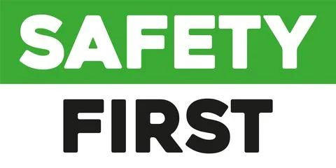 Safety first sticker Stock Illustration