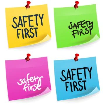 Safety First Sticky Note Stock Illustration