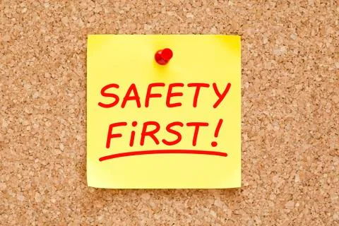 Safety first sticky note Stock-Fotos