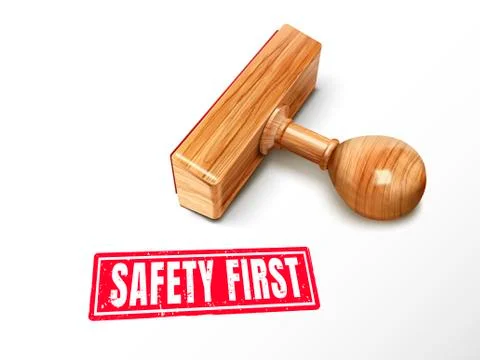 Safety first text and stamp Stock Illustration
