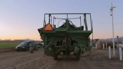 Safety First Tractor Enters Security Border Fence Lot Stock Footage 101972666