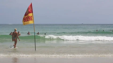 Safety Flag on a Beach. Stock Footage 65283049
