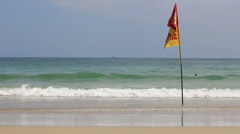 Safety Flag on a Beach. Stock Footage 65283128